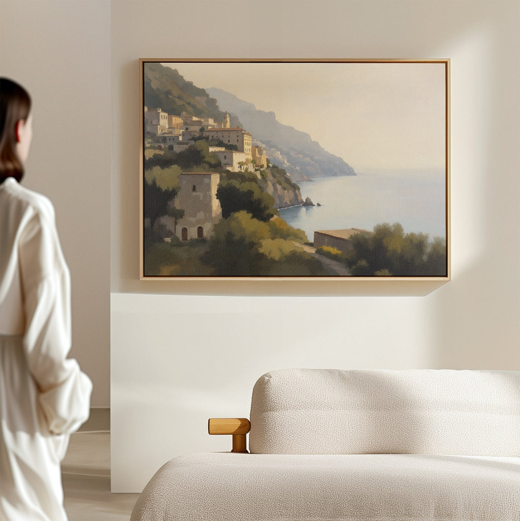 Amalfi Whispers – green vintage canvas wall art print by Aspire Prints