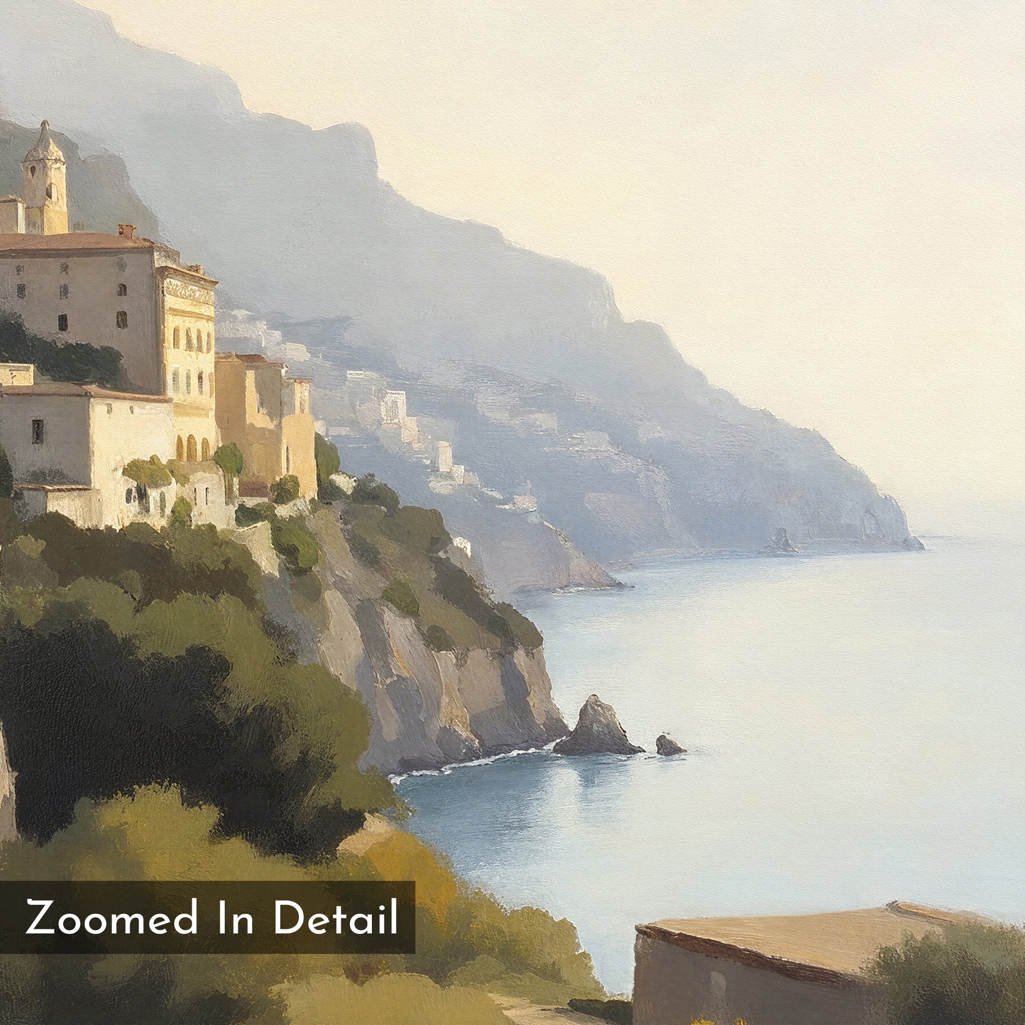 Amalfi Whispers – green vintage canvas wall art print by Aspire Prints