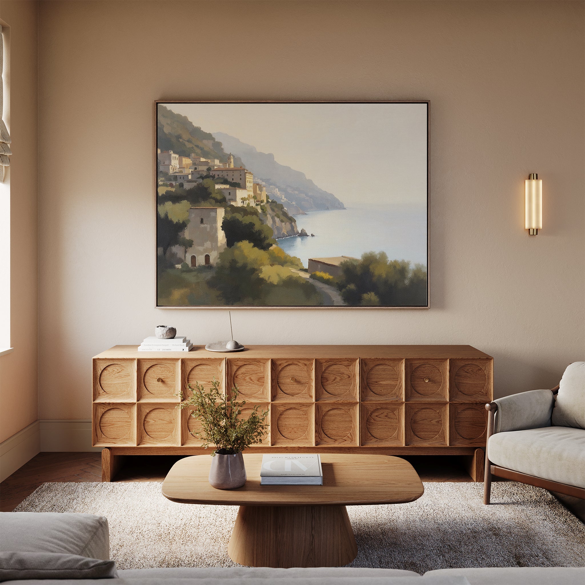 Amalfi Whispers – green vintage canvas wall art print by Aspire Prints