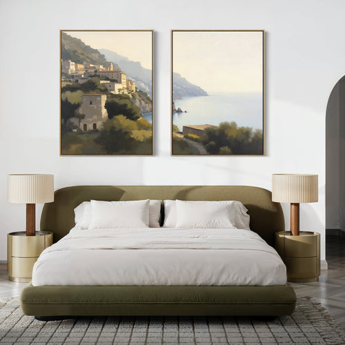 Amalfi Whispers – Set of 2 Canvas Prints set of 2 – green vintage canvas wall art by Aspire Prints