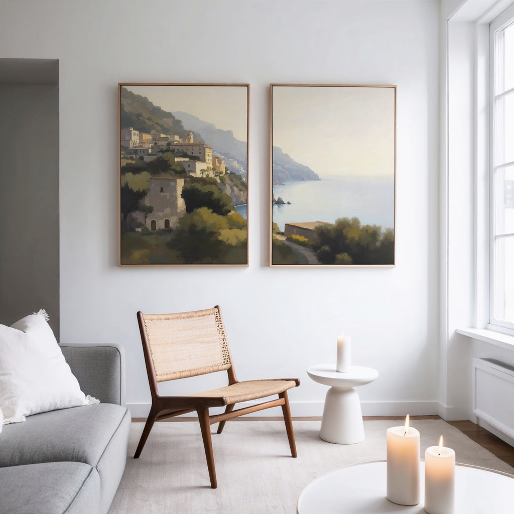 Amalfi Whispers – Set of 2 Canvas Prints set of 2 – green vintage canvas wall art by Aspire Prints