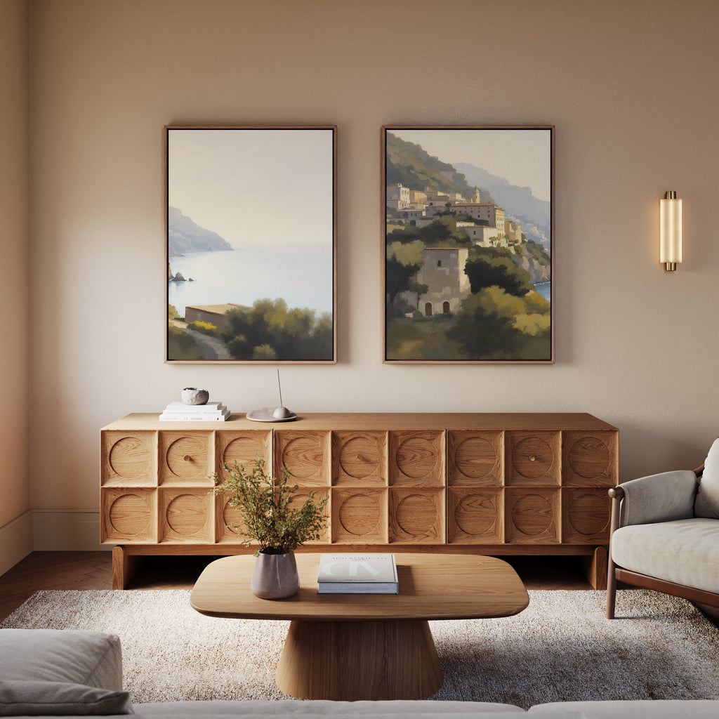 Amalfi Whispers – Set of 2 Canvas Prints set of 2 – green vintage canvas wall art by Aspire Prints
