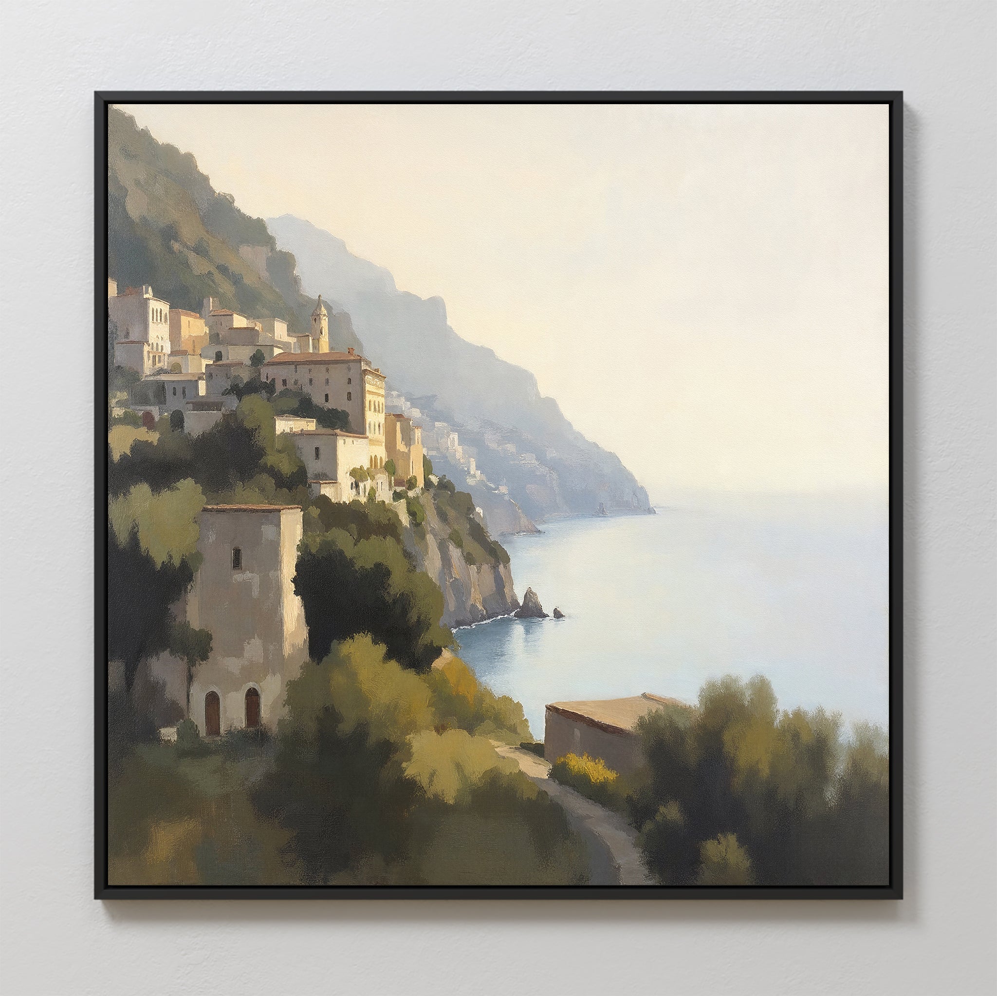 Amalfi Whisper – green vintage canvas wall art print by Aspire Prints