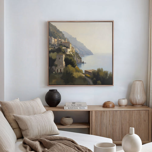 Amalfi Whisper – green vintage canvas wall art print by Aspire Prints