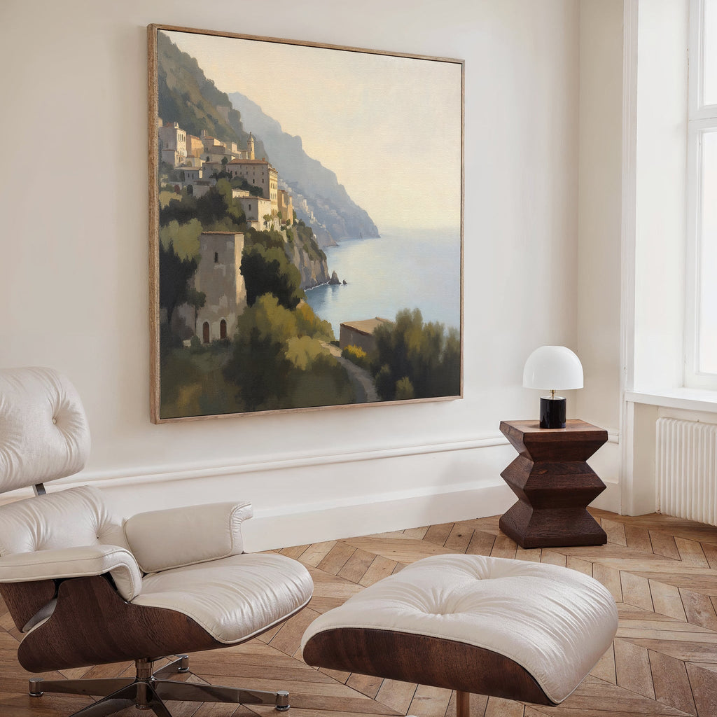 Amalfi Whisper – green vintage canvas wall art print by Aspire Prints