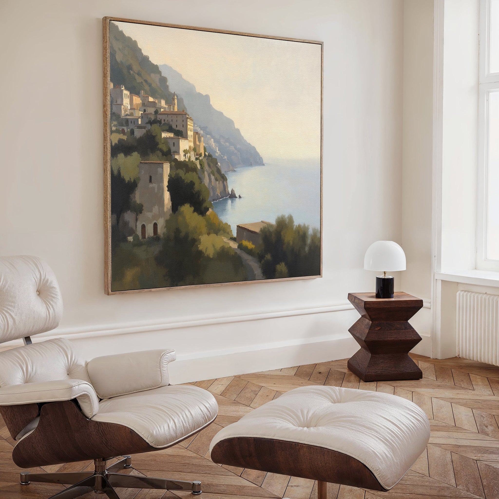 Amalfi Whisper – green vintage canvas wall art print by Aspire Prints