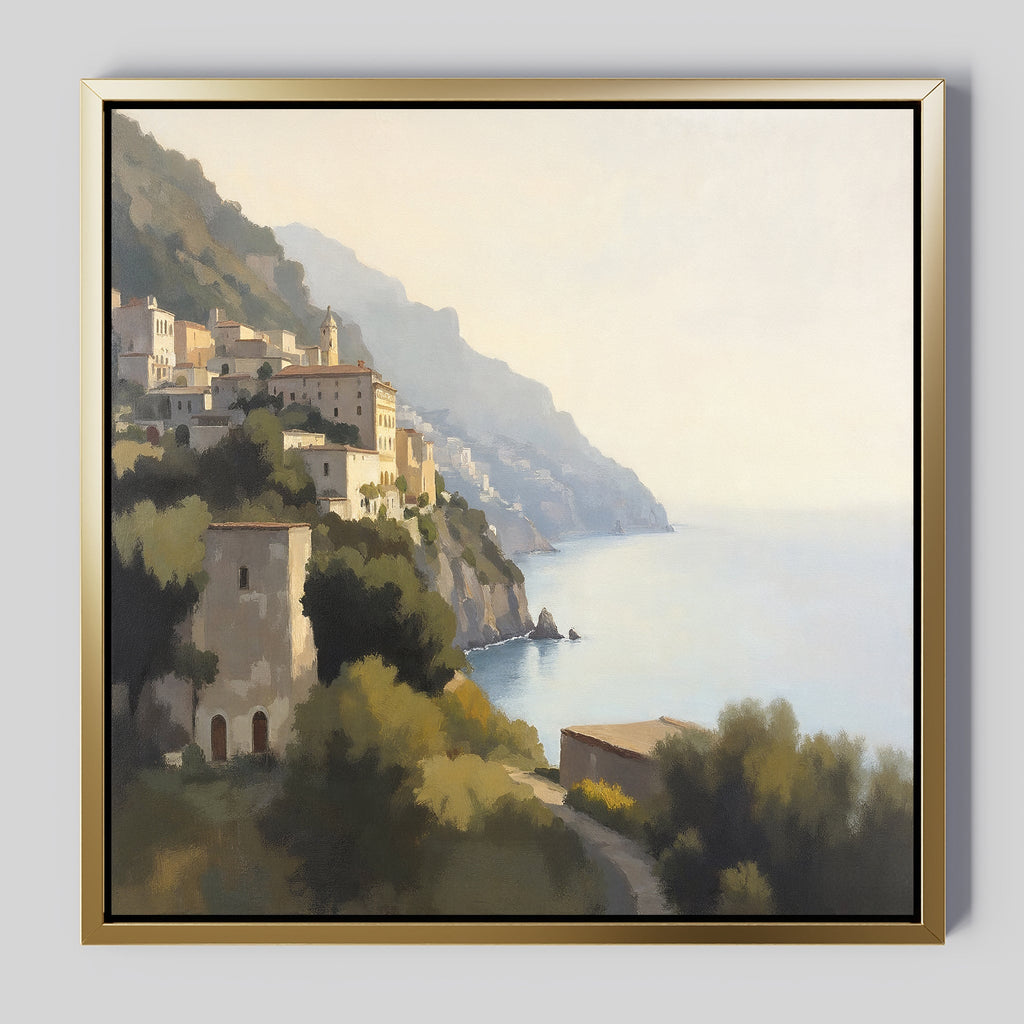 Amalfi Whisper – green vintage canvas wall art print by Aspire Prints
