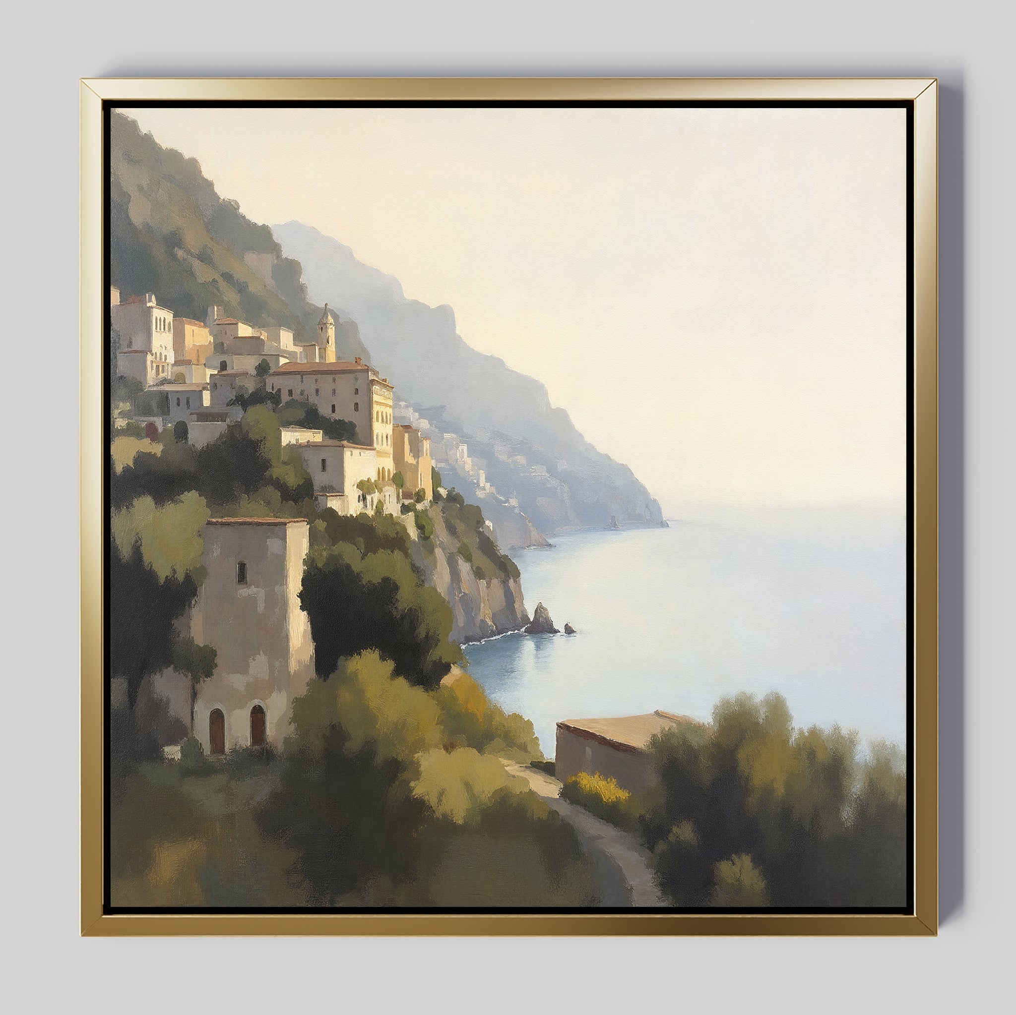 Amalfi Whisper – green vintage canvas wall art print by Aspire Prints