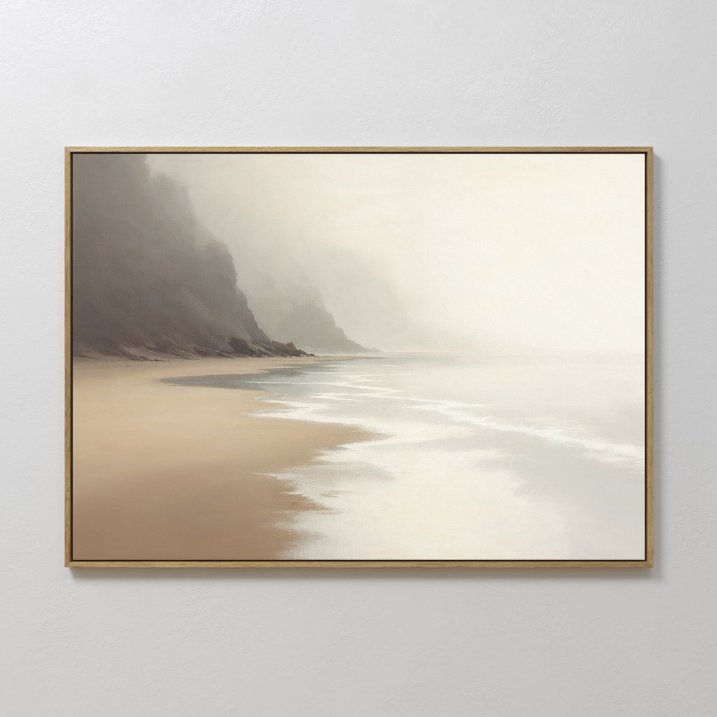 Whispering Tides at Driftwood Cove Canvas Print – beige and white coastal canvas wall art print by Aspire Prints