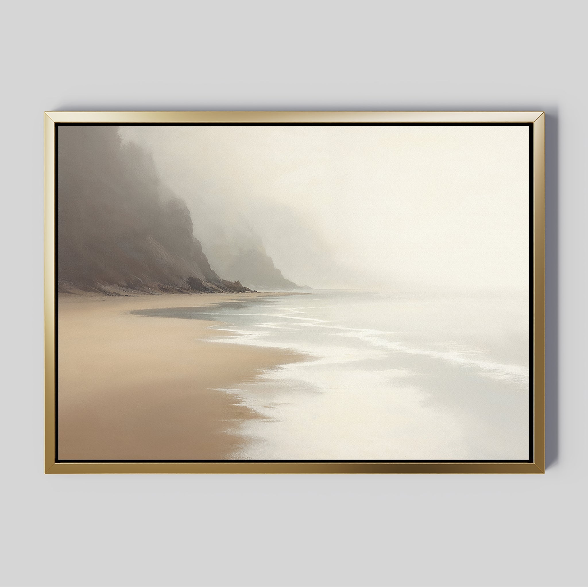 Whispering Tides at Driftwood Cove Canvas Print – beige and white coastal canvas wall art print by Aspire Prints