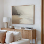 Whispering Tides at Driftwood Cove Canvas Print – beige and white coastal canvas wall art print by Aspire Prints