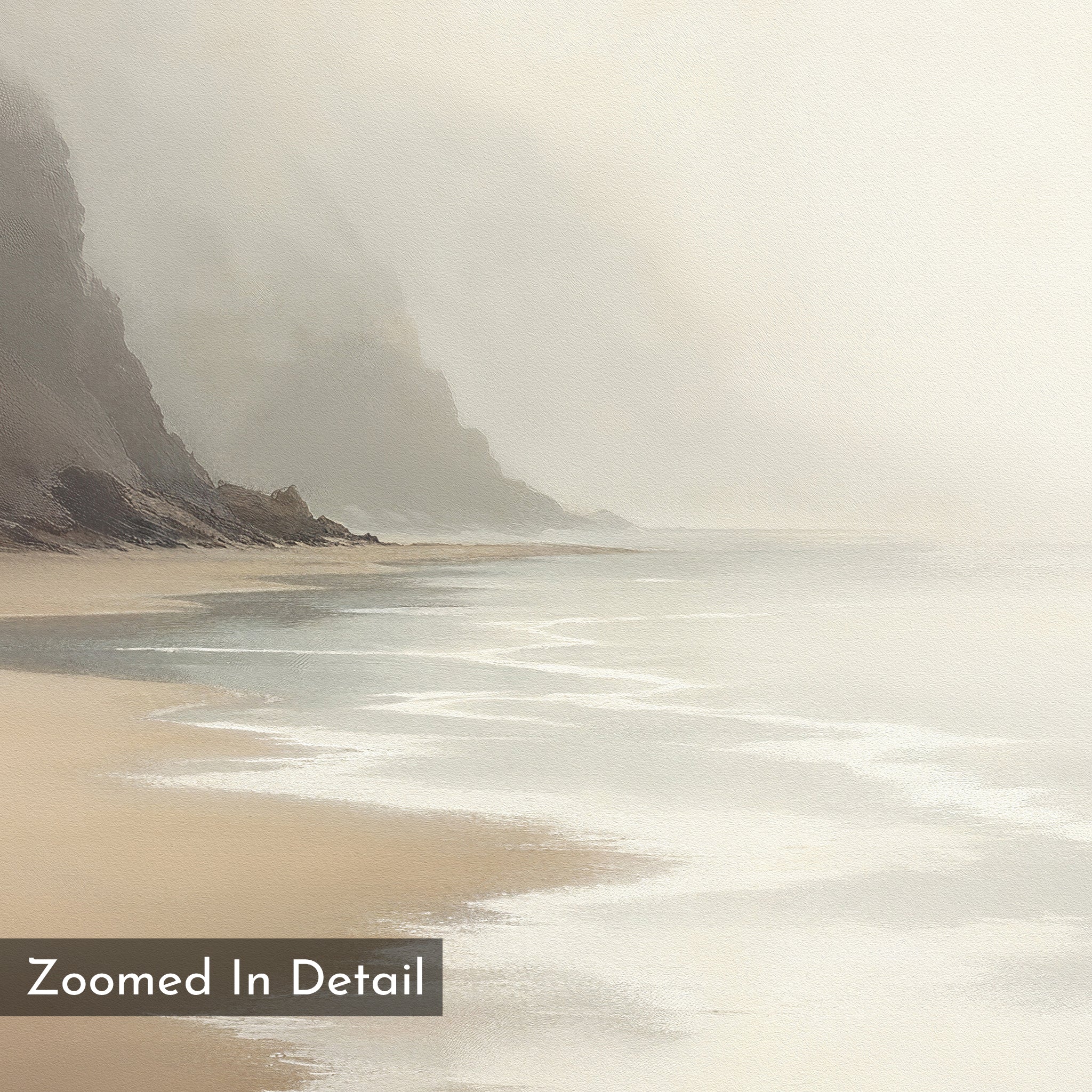 Whispering Tides at Driftwood Cove Canvas Print – beige and white coastal canvas wall art print by Aspire Prints