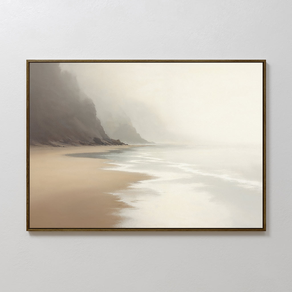 Whispering Tides at Driftwood Cove Canvas Print – beige and white coastal canvas wall art print by Aspire Prints