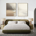Whispering Tides & Quiet Shores – Set of 2 Canvas Prints set of 2 – beige and white coastal canvas wall art by Aspire Prints