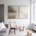 Whispering Tides & Quiet Shores – Set of 2 Canvas Prints set of 2 – beige and white coastal canvas wall art by Aspire Prints