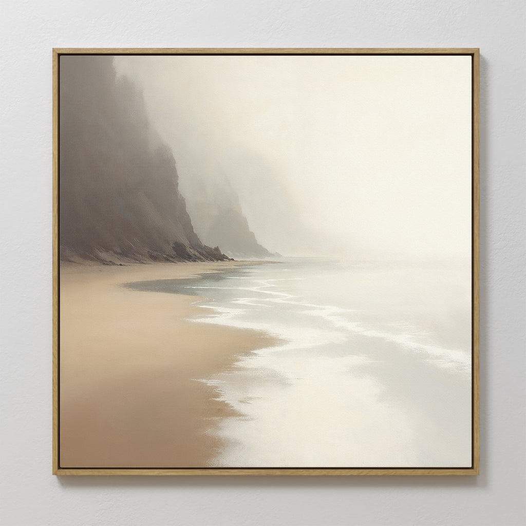 Whispers of the Tideline – beige and white coastal canvas wall art print by Aspire Prints