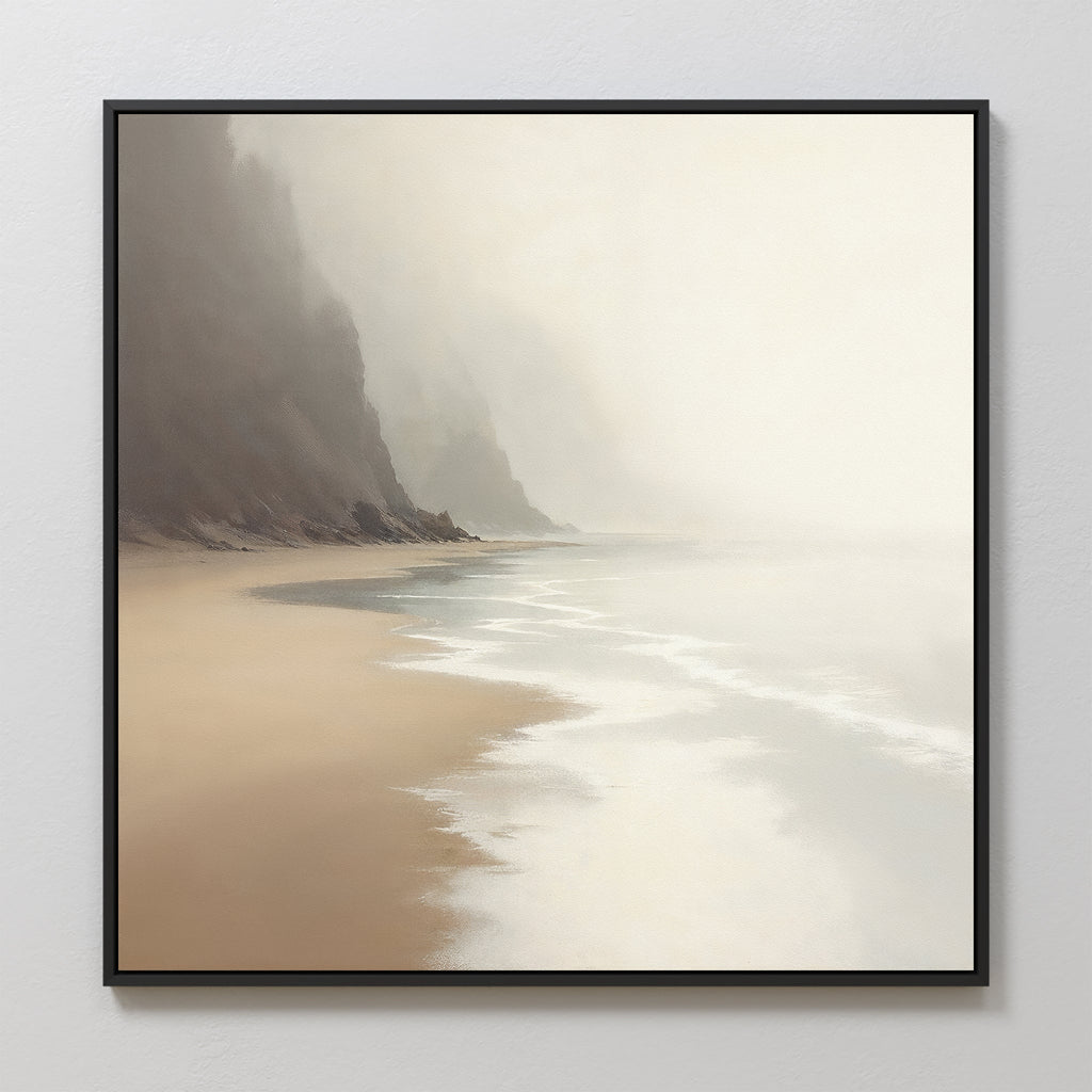 Whispers of the Tideline – beige and white coastal canvas wall art print by Aspire Prints