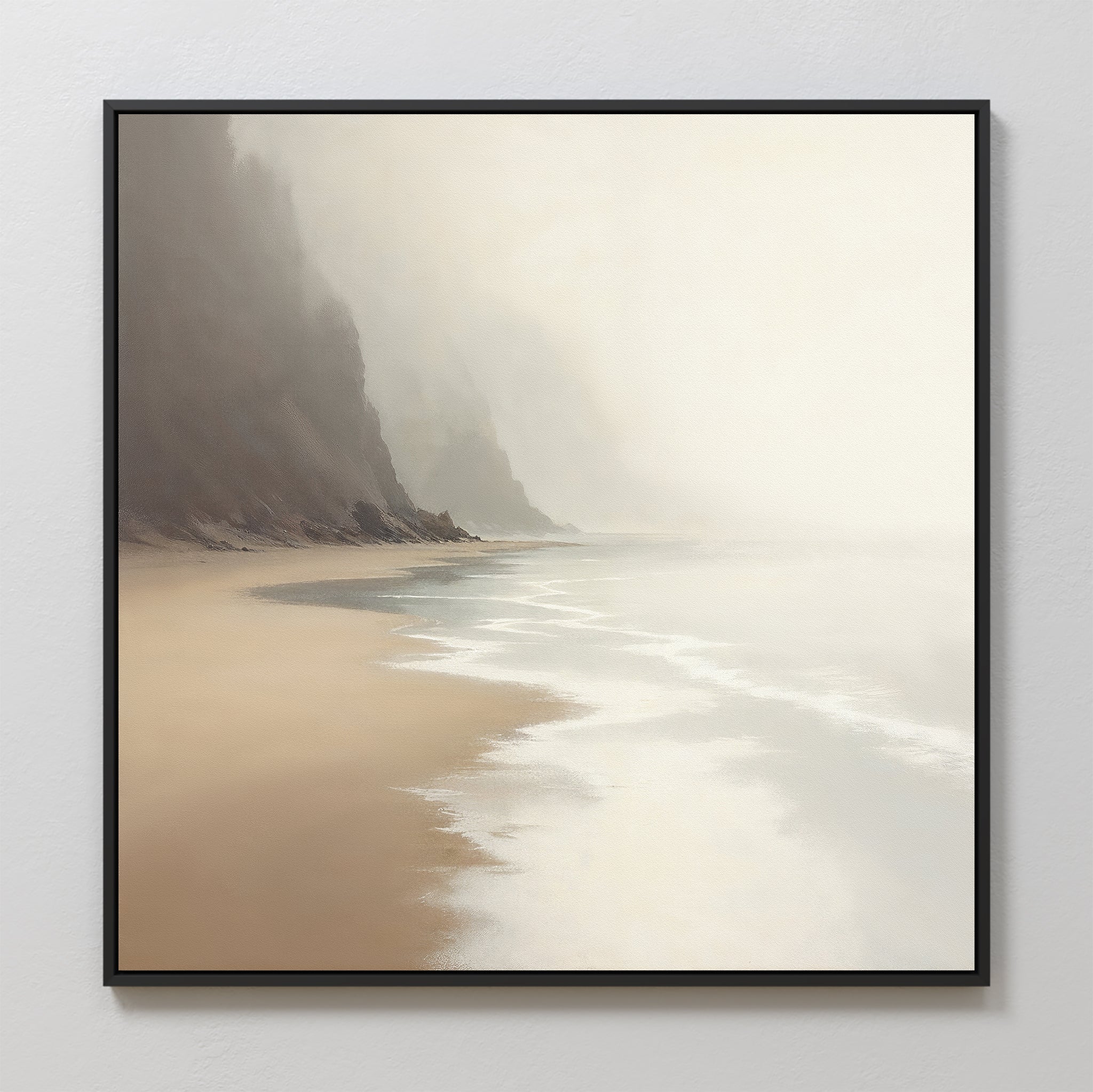 Whispers of the Tideline – beige and white coastal canvas wall art print by Aspire Prints