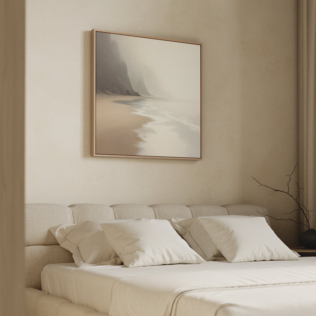 Whispers of the Tideline – beige and white coastal canvas wall art print by Aspire Prints