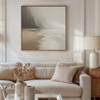 Whispers of the Tideline – beige and white coastal canvas wall art print by Aspire Prints