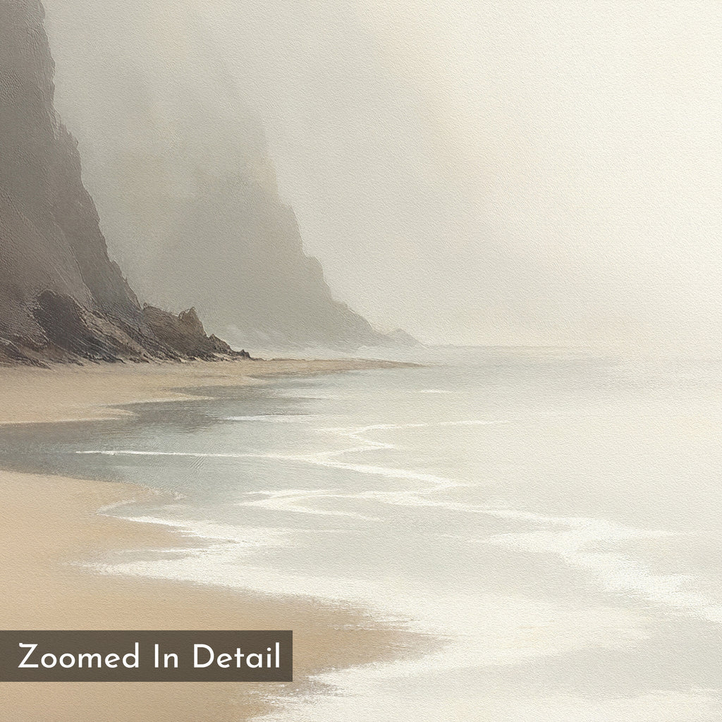 Whispers of the Tideline – beige and white coastal canvas wall art print by Aspire Prints