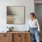 Whispers of the Tideline – beige and white coastal canvas wall art print by Aspire Prints