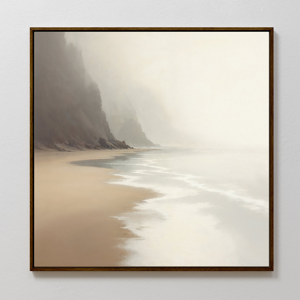Whispers of the Tideline – beige and white coastal canvas wall art print by Aspire Prints