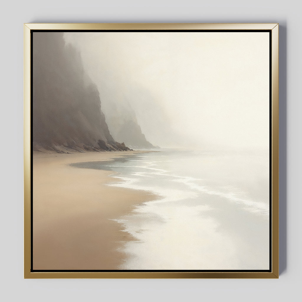 Whispers of the Tideline – beige and white coastal canvas wall art print by Aspire Prints