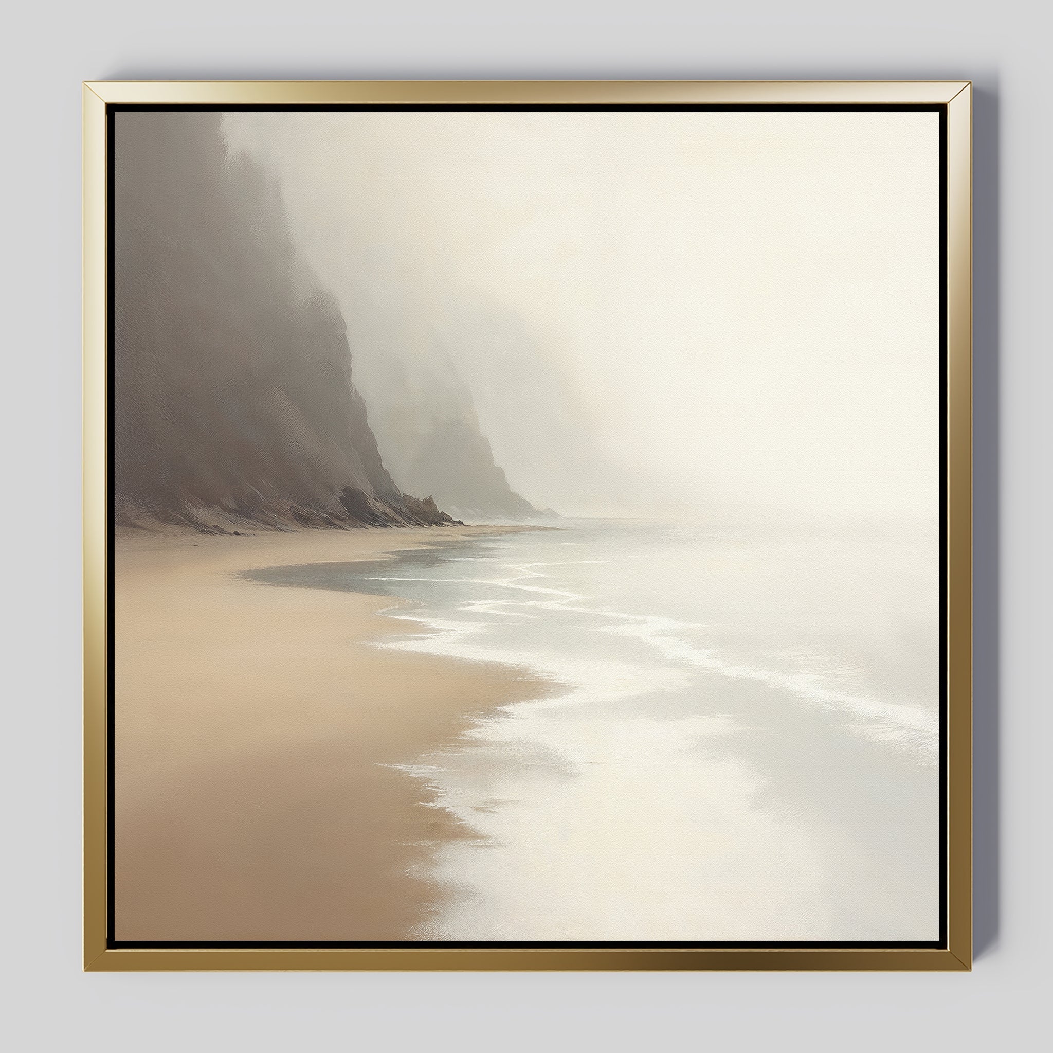 Whispers of the Tideline – beige and white coastal canvas wall art print by Aspire Prints