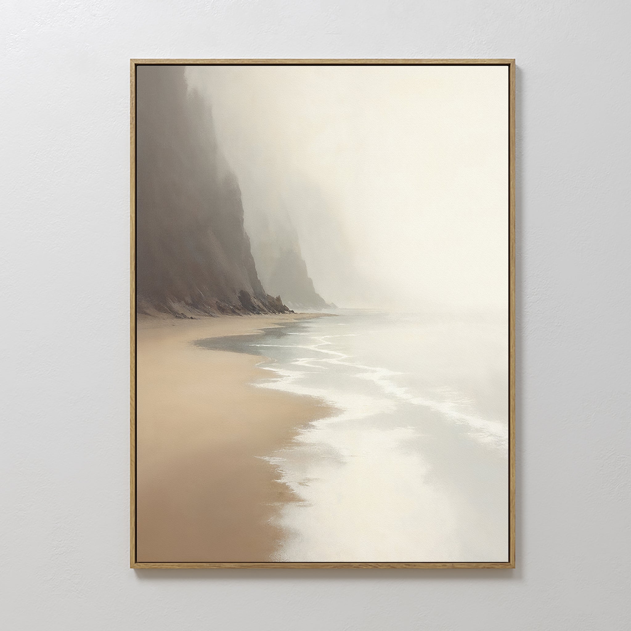 Whispers of the Shore – beige and white coastal canvas wall art print by Aspire Prints
