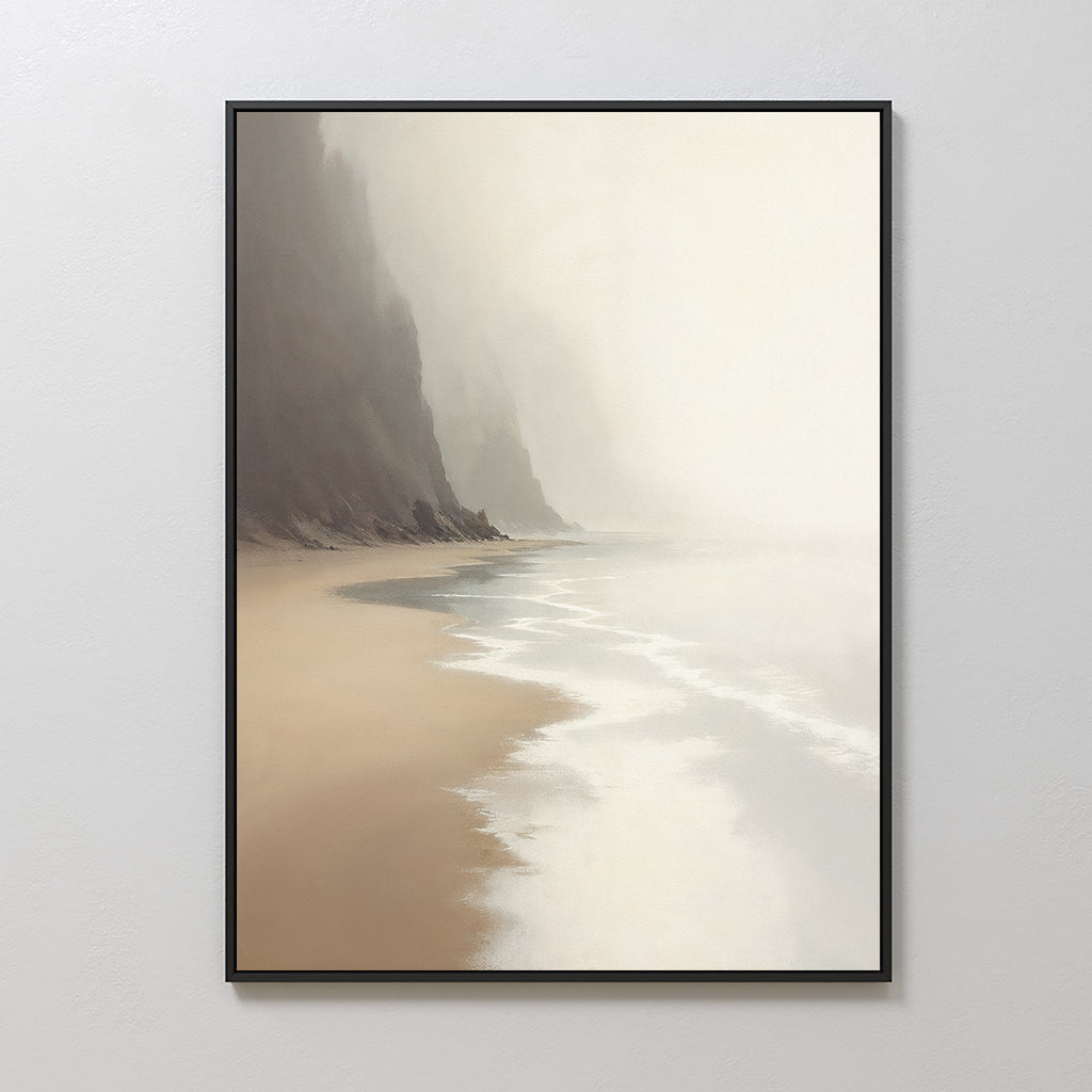 Whispers of the Shore – beige and white coastal canvas wall art print by Aspire Prints