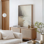 Whispers of the Shore – beige and white coastal canvas wall art print by Aspire Prints