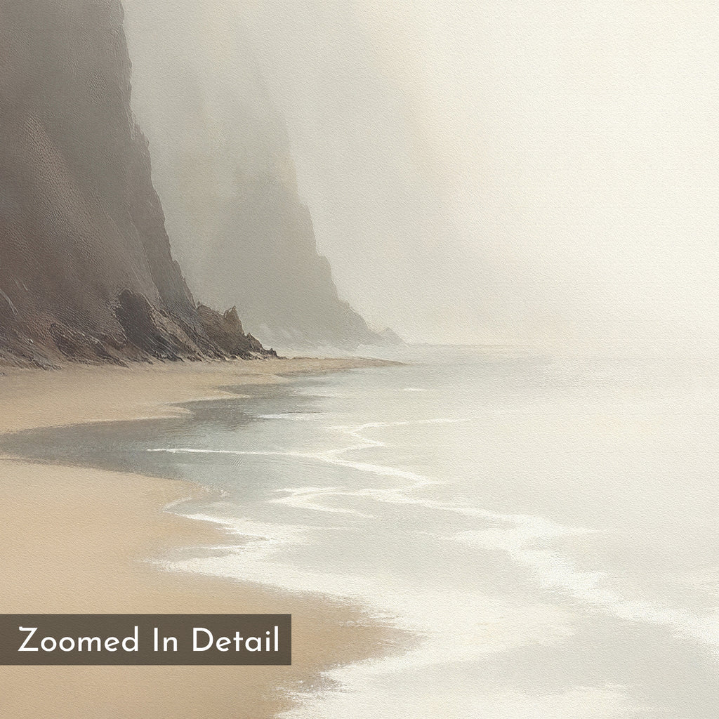 Whispers of the Shore – beige and white coastal canvas wall art print by Aspire Prints