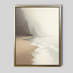 Whispers of the Shore – beige and white coastal canvas wall art print by Aspire Prints