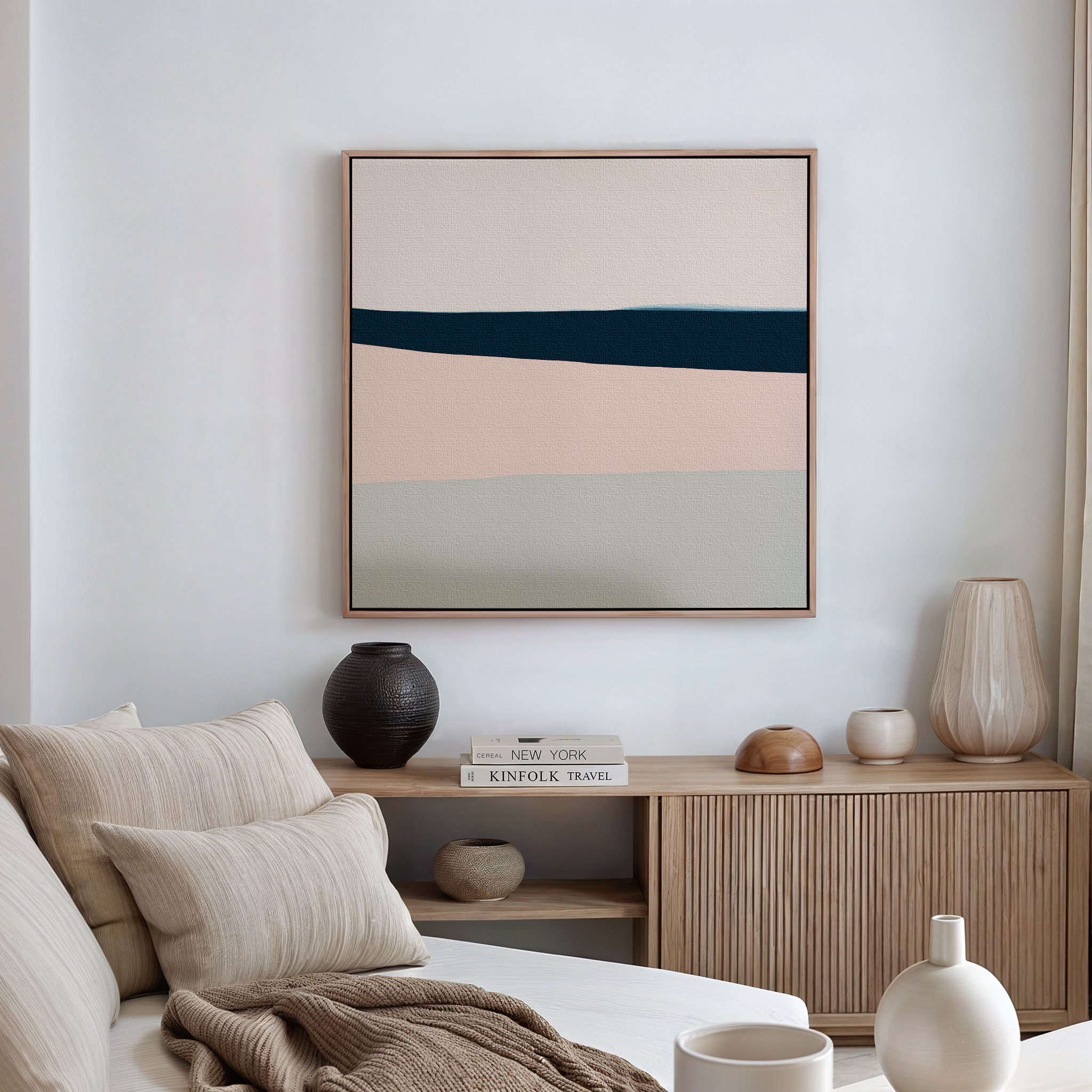 Whispers of the Tide – blue abstract canvas wall art print by Aspire Prints