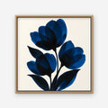 Cobalt Tulips Canvas Art - Square – Oak Floating Frame on white background
