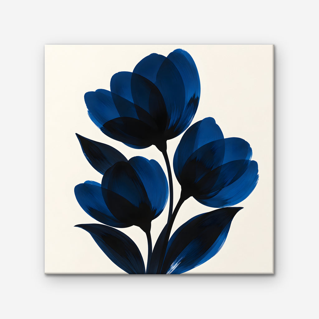 Cobalt Tulips Canvas Art - Square – Stretched Canvas Only on white background