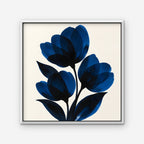 Cobalt Tulips Canvas Art - Square – White Floating Frame on white background