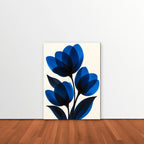 Cobalt Tulips Canvas Art - Vertical – Stretched Canvas Only in room setting