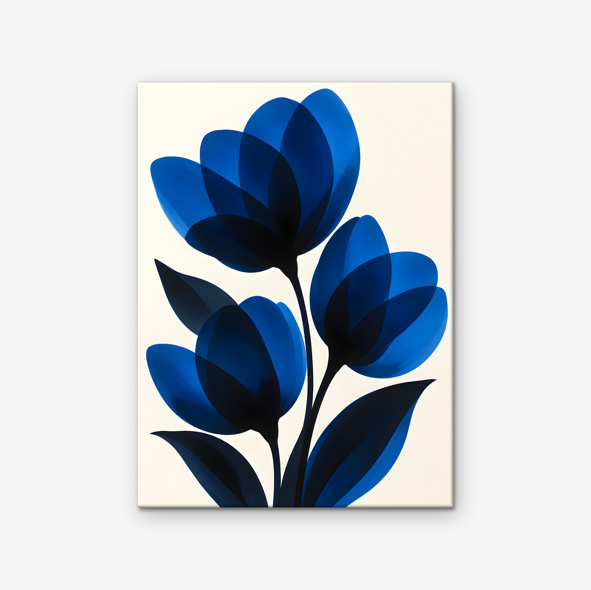 Cobalt Tulips Canvas Art - Vertical – Stretched Canvas Only on white background