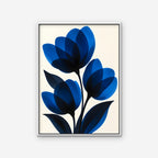 Cobalt Tulips Canvas Art - Vertical – White Floating Frame on white background