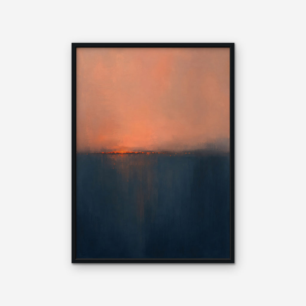 Coral Horizon Canvas Art - Vertical – Black Floating Frame on white background