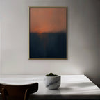 Coral Horizon Canvas Art - Vertical – Gold Floating Frame in room setting
