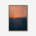 Coral Horizon Canvas Art - Vertical – Gold Floating Frame on white background