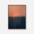 Coral Horizon Canvas Art - Vertical – Oak Floating Frame on white background