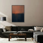 Coral Horizon Canvas Art - Vertical – Silver Floating Frame in room setting