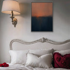 Coral Horizon Canvas Art - Vertical – Silver Floating Frame in room setting