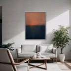 Coral Horizon Canvas Art - Vertical – White Floating Frame in room setting