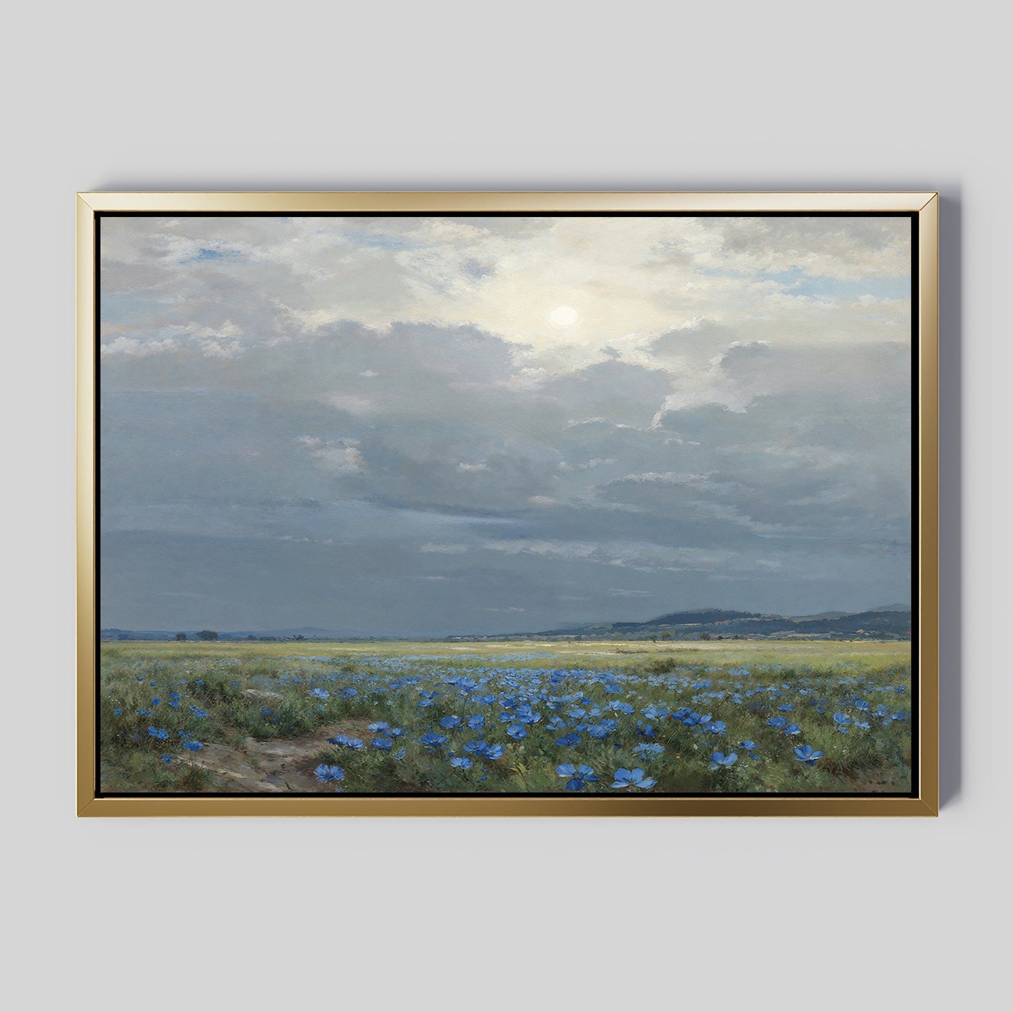 Whispers in Cornflower Blue – blue vintage canvas wall art print by Aspire Prints