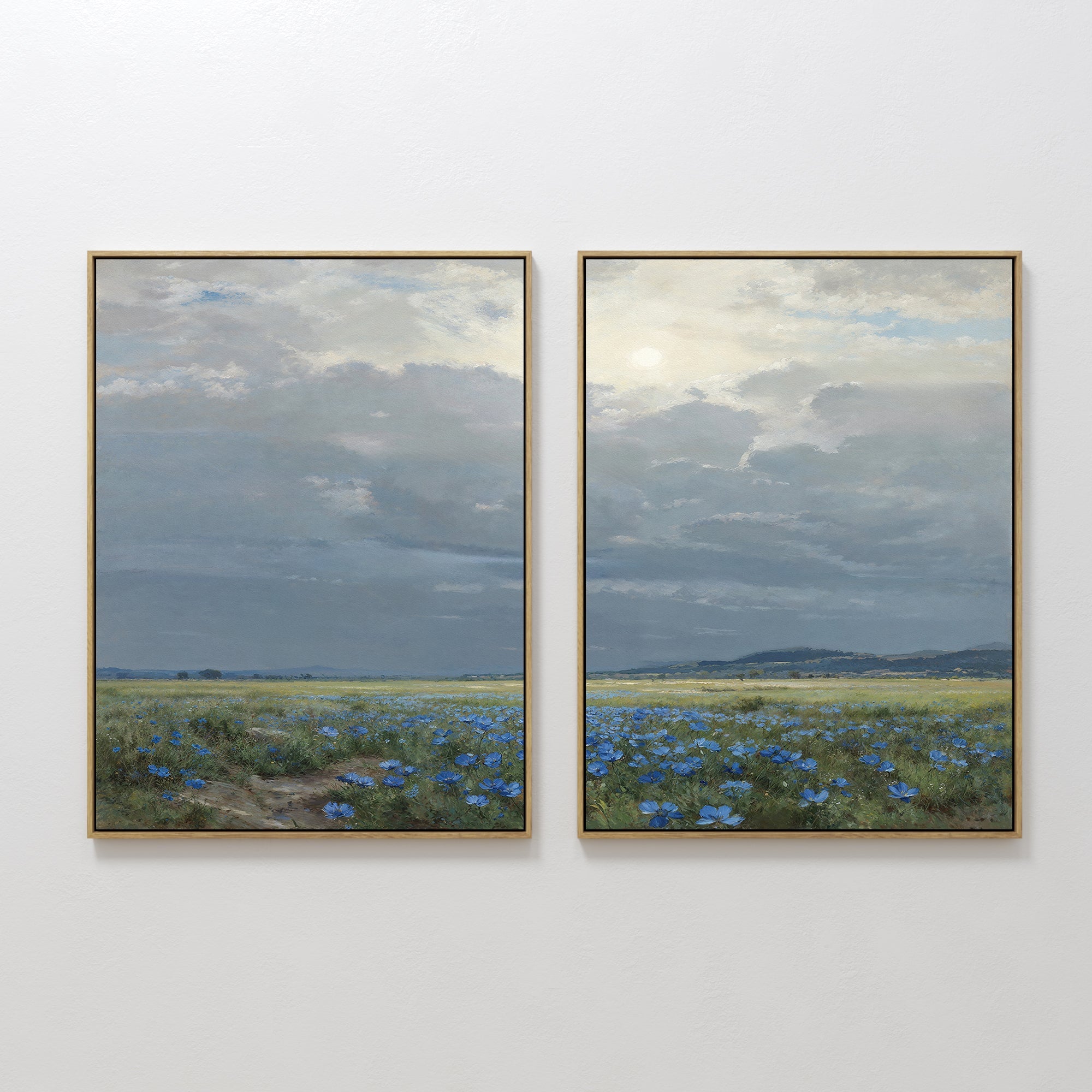 Where the Wildflowers Wander – Set of 2 Canvas Prints set of 2 – blue vintage canvas wall art by Aspire Prints